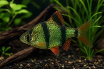 Barbus tetrazona vert (Zöld szumátra)